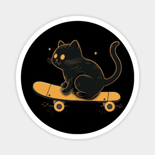 Skateboarding Cat Gifts Funny Cat Magnet